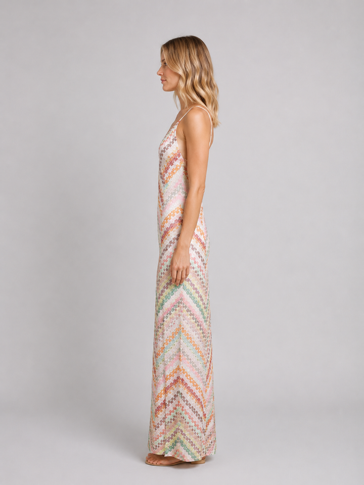 Women's Crochet Knit Maxi Dress – Boho Summer Style in Multi | Invictora.com