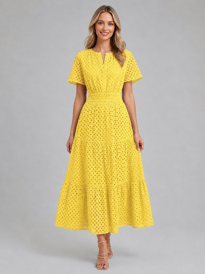 Women's Marguerite Eyelet Midi Dress in White | Invictora.com