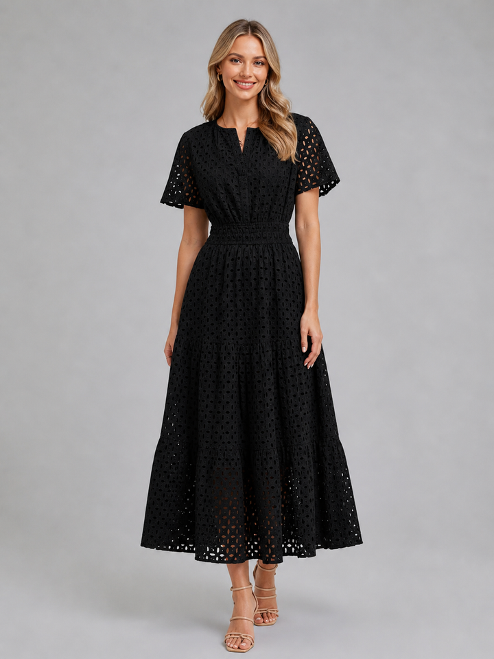 Women's Marguerite Eyelet Midi Dress in Green | Invictora.com