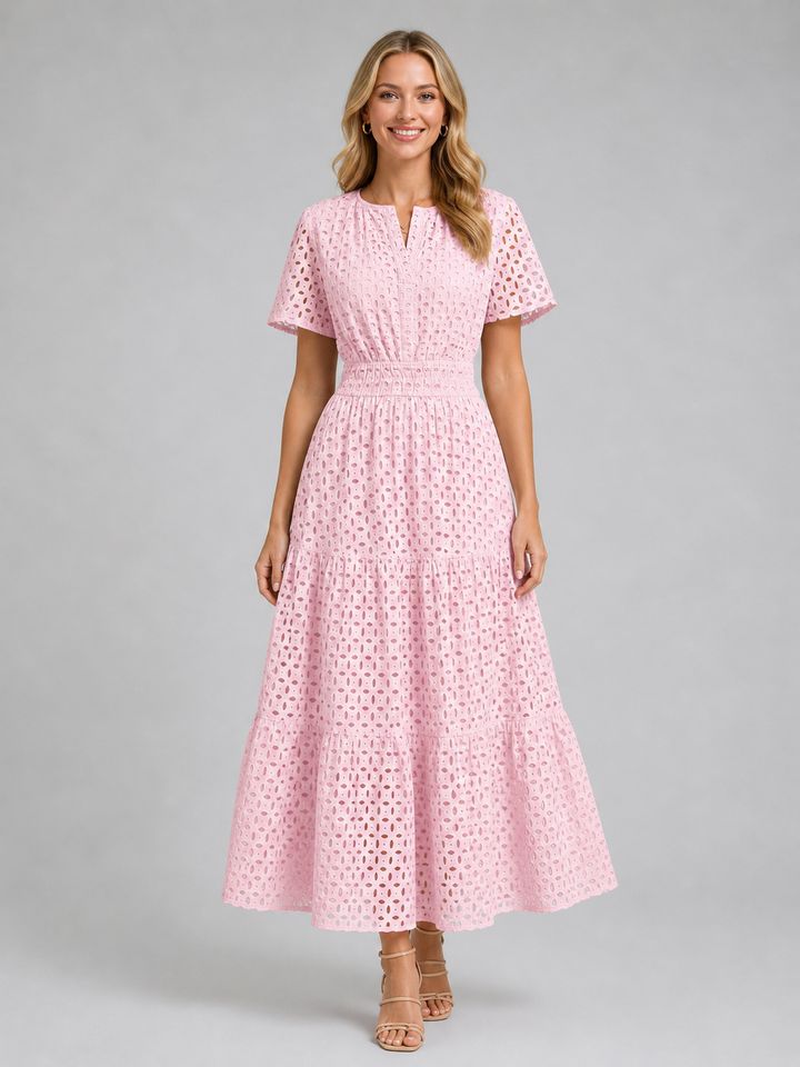 Women's Marguerite Eyelet Midi Dress in White | Invictora.com