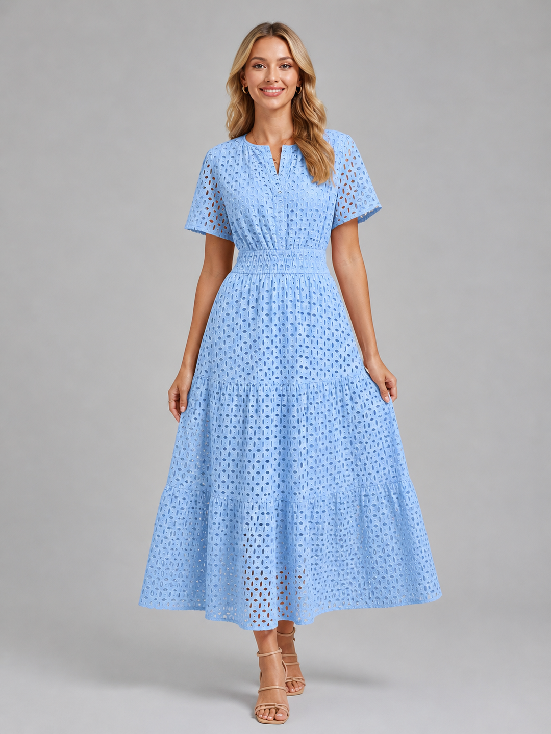 Women's Marguerite Eyelet Midi Dress in White | Invictora.com