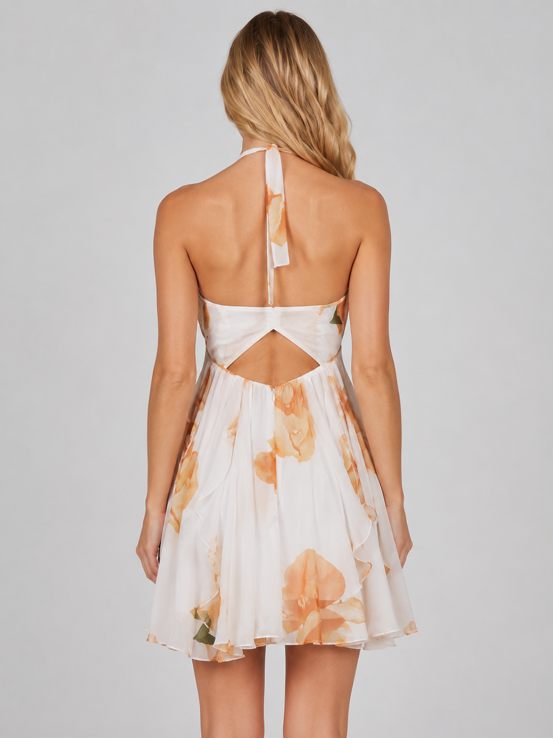 Women's Floral Chiffon Halter Mini Dress - Summer Occasion Style product image | Invictora.com