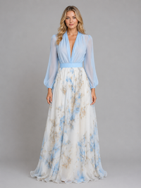 Women's Floral Chiffon Maxi Dress – Flowing Silhouette