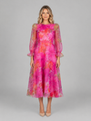 Women's Floral Chiffon Midi Dress – Summer Occasion Style in Pink | Invictora.com