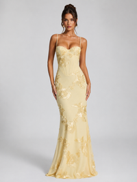 Women's Floral Corset Maxi Dress – Sculpted Elegant Silhouette