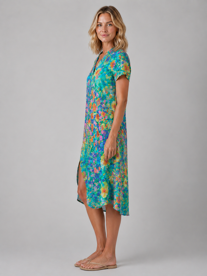 Women's Floral Print Midi Dress – Summer Occasion Style in Multi | Invictora.com