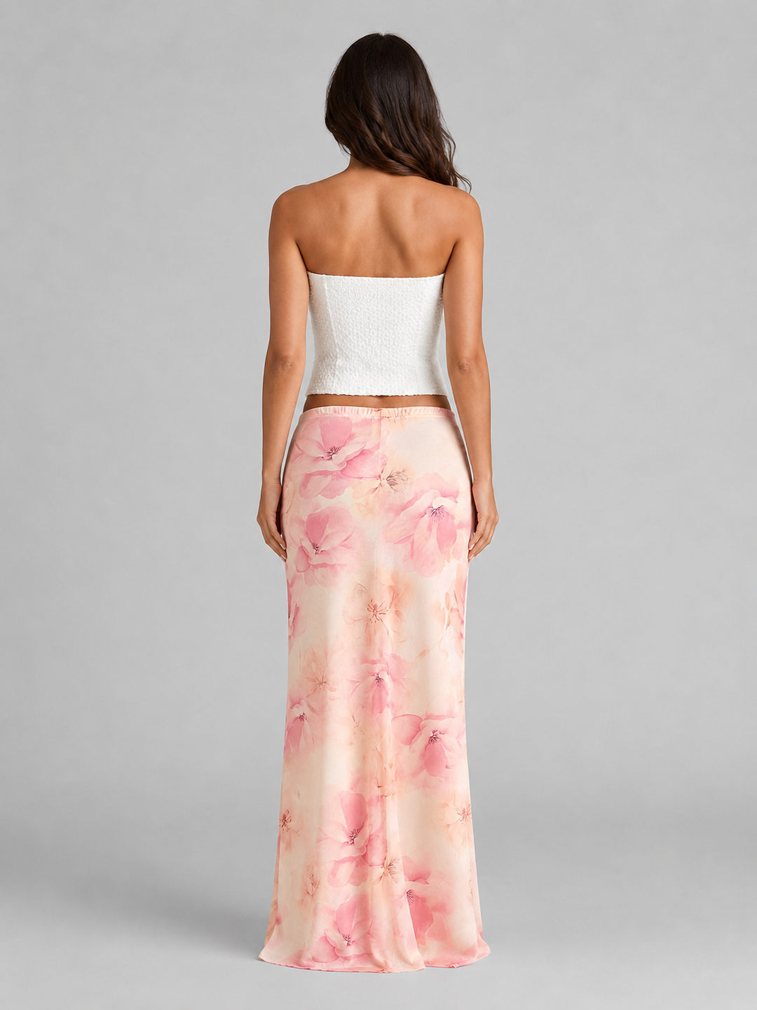 Women's Floral Satin Feel Maxi Skirt - Summer Holiday Occasion product image | Invictora.com