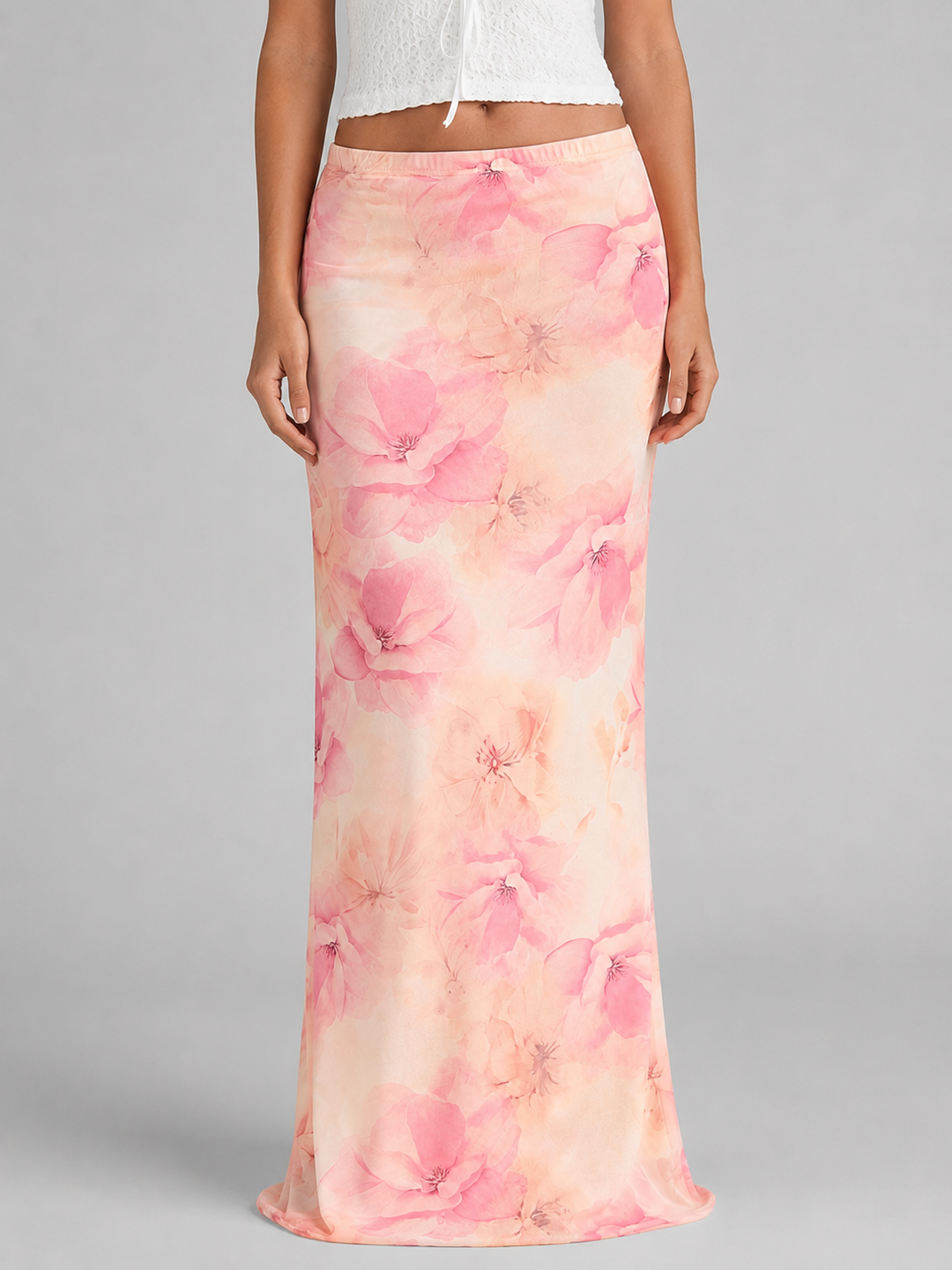Women's Floral Satin Feel Maxi Skirt - Summer Holiday Occasion product image | Invictora.com