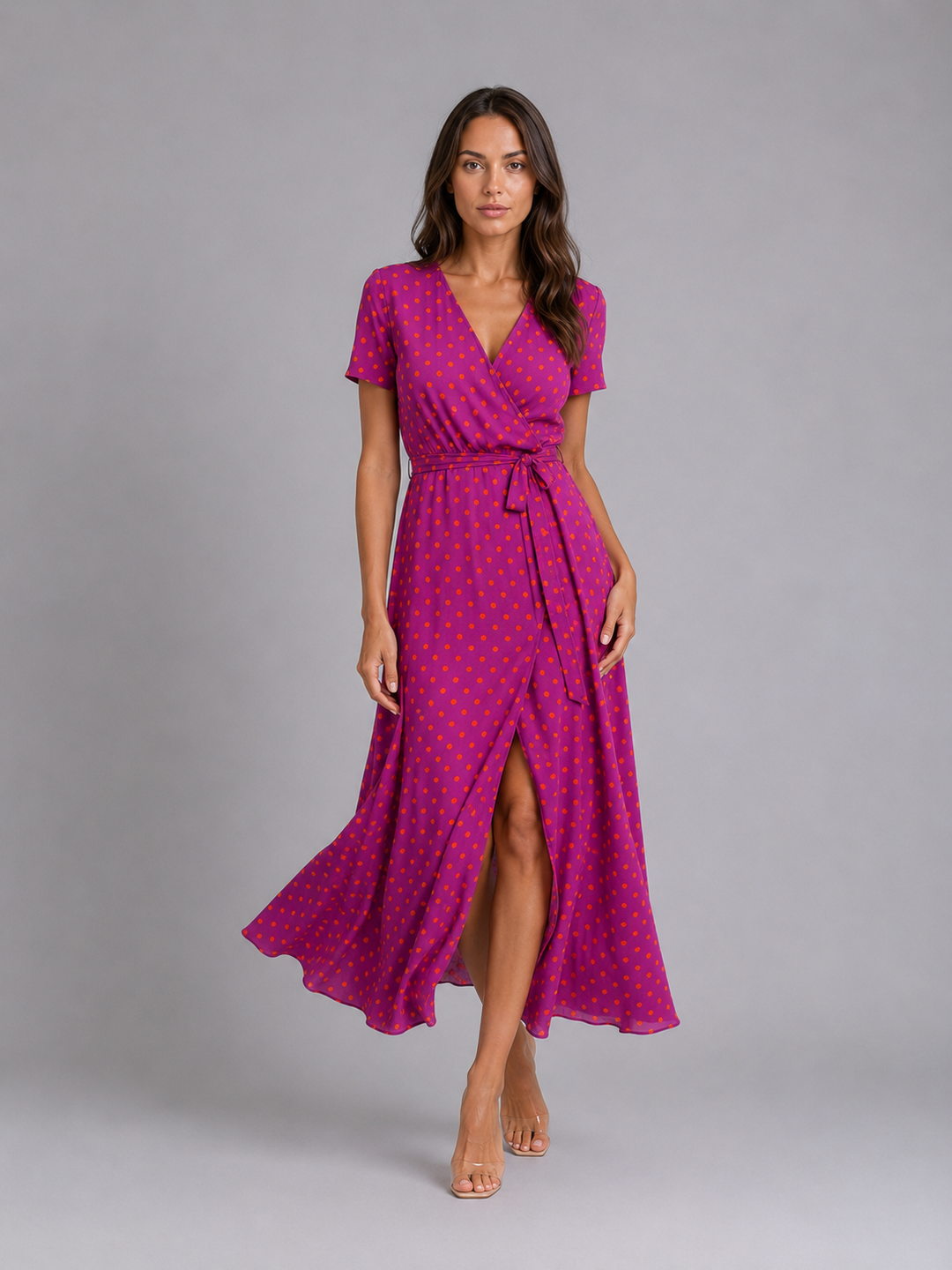 Women's Floral Wrap Midi Dress – Tie Waist Summer Style in Multi | Invictora.com