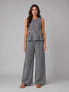 Women's Gingham Two-Piece Set - Sleeveless Top & Wide Leg Trousers product image | Invictora.com
