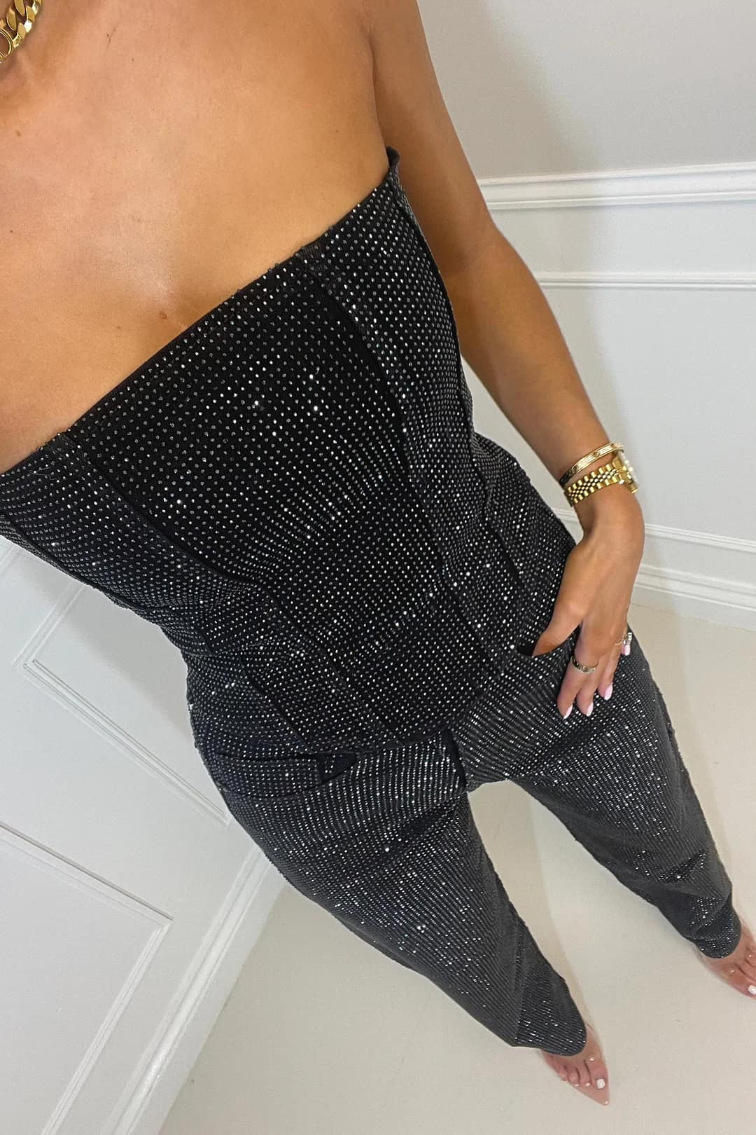 Women's Starlight Strapless Sequin Jumpsuit product image | Invictora.com