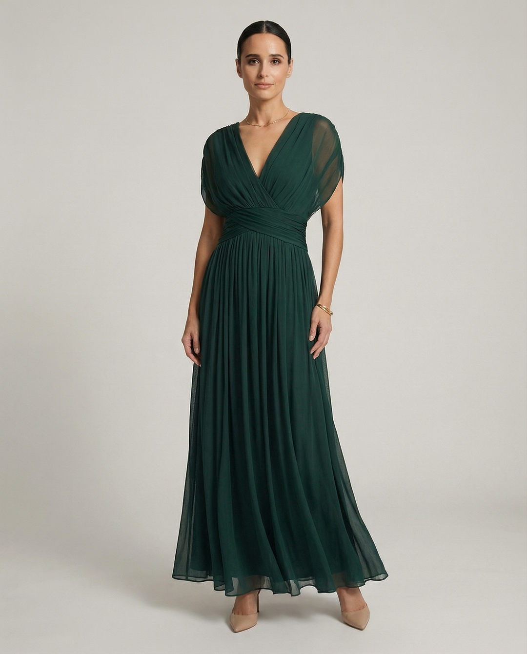 Women's Gradient Pleated Maxi Dress - Elegant Flowing Silhouette product image | Invictora.com