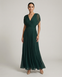 Women's Gradient Pleated Maxi Dress – Elegant Flowing Silhouette