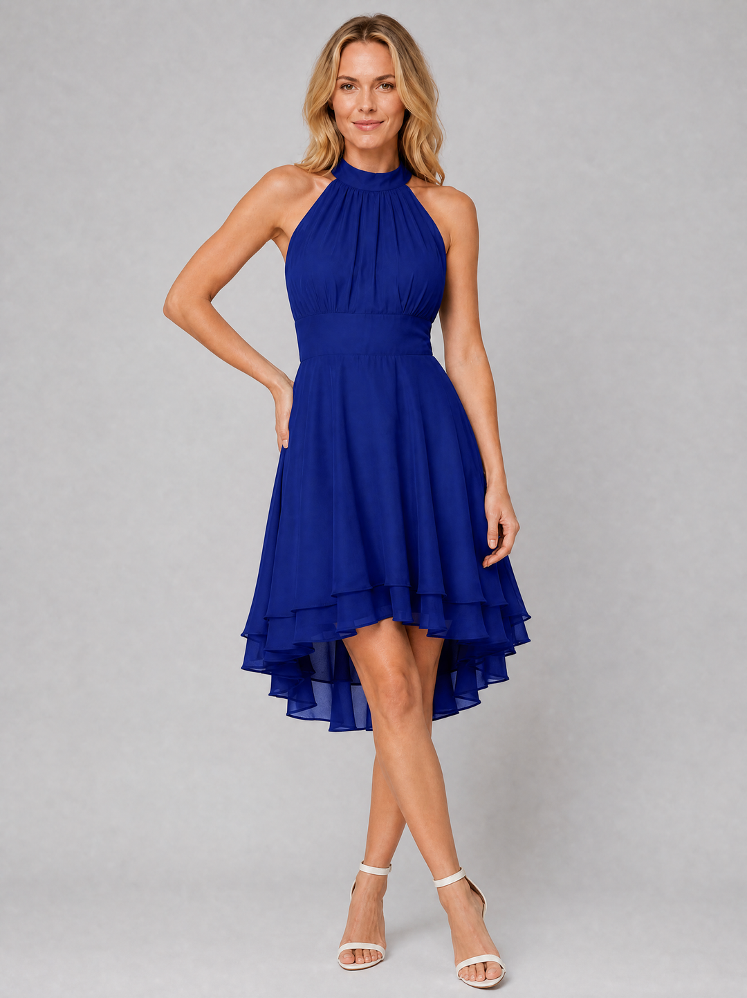 Women's Halter Neck Chiffon Style Dress - Wedding Guest Style product image | Invictora.com