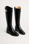 Women's Knee-High Boots – Buckle Detail in Black | Invictora.com