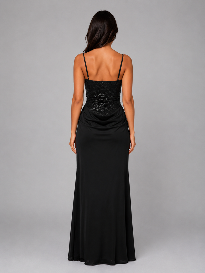 Women's Lace Bodice Maxi Dress - Ruched Evening Gown product image | Invictora.com
