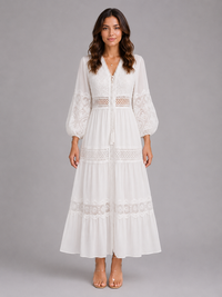 Women's Lace Trim Maxi Dress – Summer Occasion Style