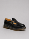 Women's Leather Mary Jane Shoes – Double Buckle Chunky Sole Flats in Black | Invictora.com