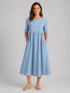 Women's Linen Look Midi Dress - Flattering Style product image | Invictora.com