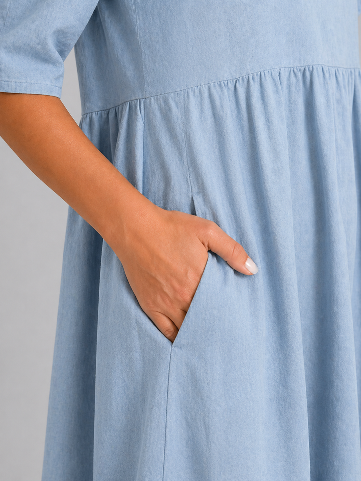 Women's Linen Look Midi Dress - Flattering Style product image | Invictora.com