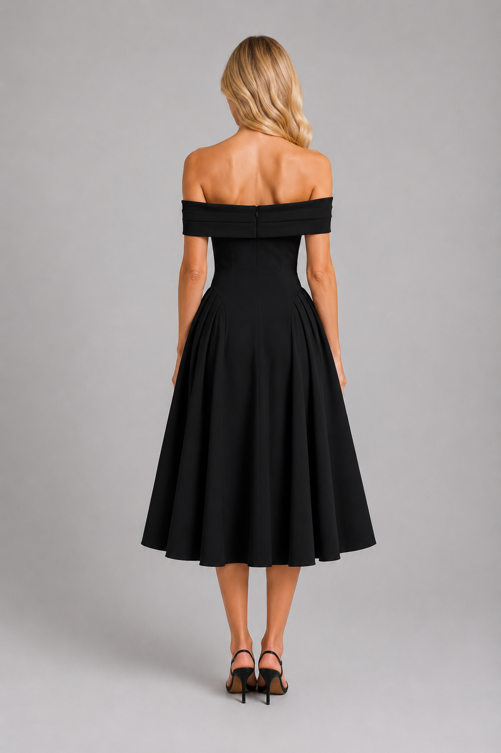 Women's Off-Shoulder Pleated Midi Dress - Wedding Guest Occasion product image | Invictora.com