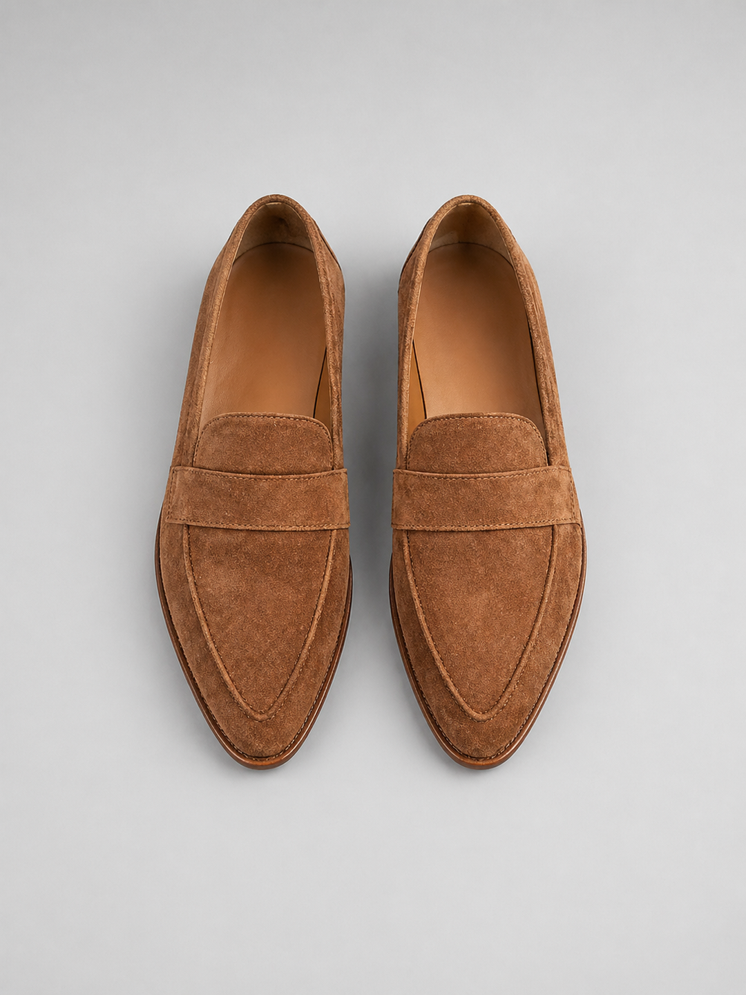 Women's Pointed Comfort Loafers – Suede Style in Khaki | Invictora.com