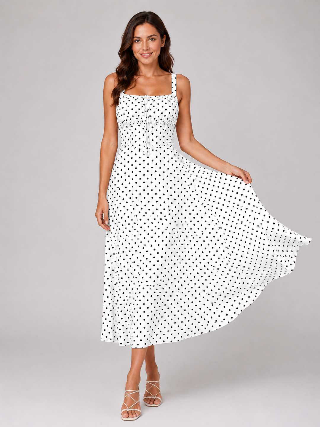 Women's Polka Dot Midi Dress - Summer Holiday Style product image | Invictora.com