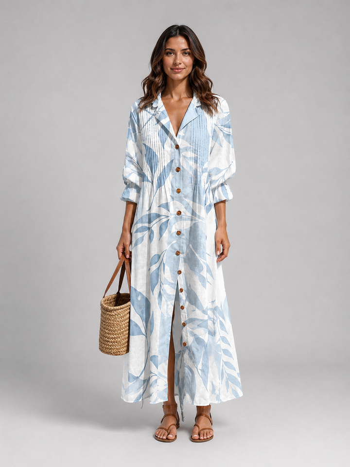 Women's Printed Shirt Maxi Dress - Relaxed Flattering Fit product image | Invictora.com