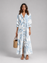 Women's Printed Shirt Maxi Dress – Relaxed Flattering Fit