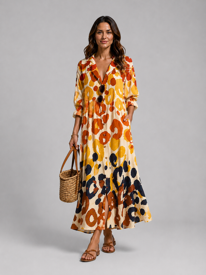 Women's Printed Shirt Maxi Dress - Relaxed Flattering Fit product image | Invictora.com