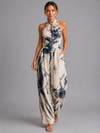 Women's Printed Wide-Leg Jumpsuit – Relaxed Summer Fit in Blue | Invictora.com