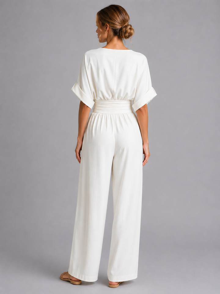 Women's Relaxed Fit Wide-Leg Jumpsuit – Cinched Waist Style | Invictora.com