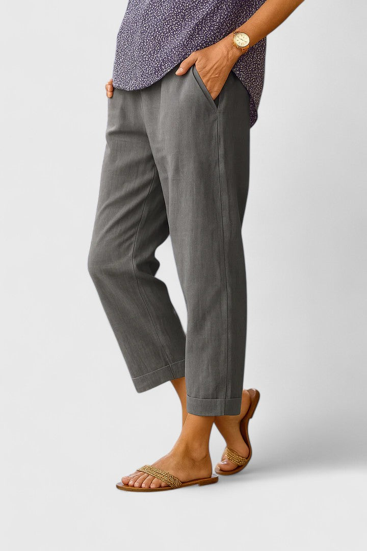 Women's Relaxed Summer Trousers – Lightweight Comfort in White | Invictora.com