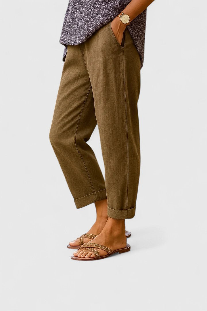 Women's Relaxed Summer Trousers – Lightweight Comfort in White | Invictora.com