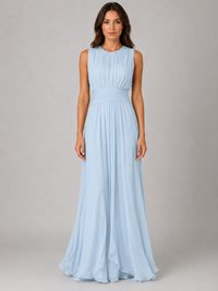 Women's Ruched Chiffon Maxi Dress – Flowing Silhouette