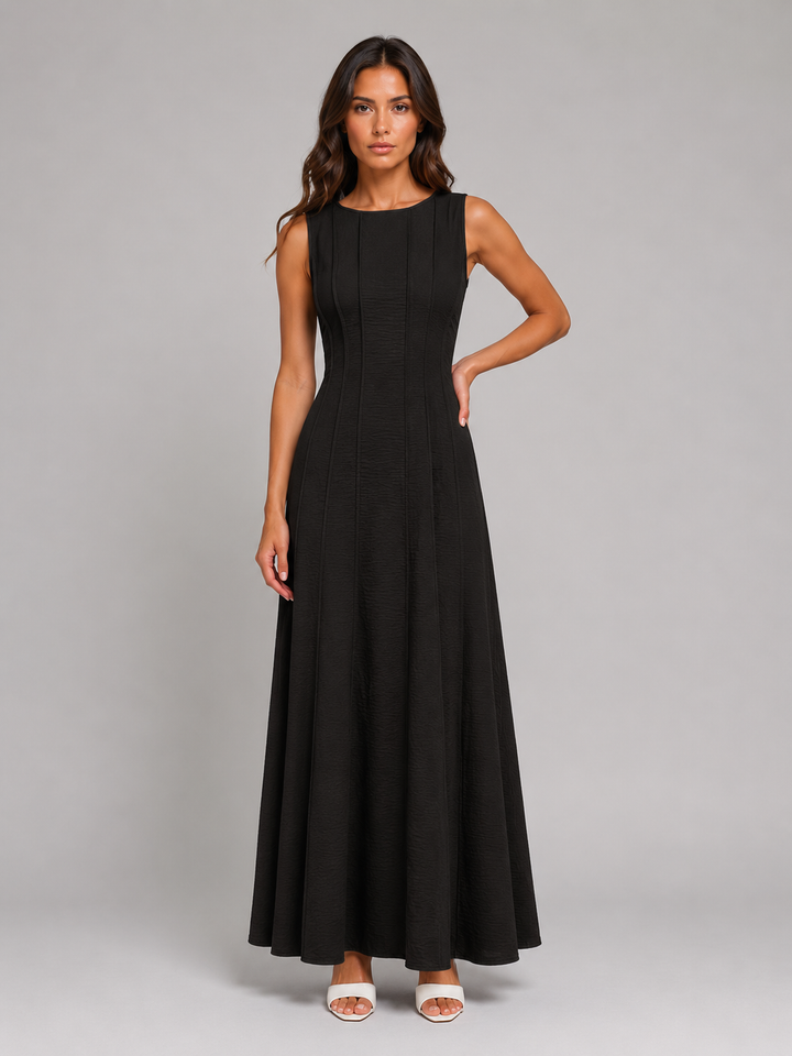 Women's Ruched Sleeveless A-Line Maxi Dress – Relaxed Summer Style in Brown | Invictora.com