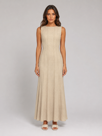 Women's Ruched Sleeveless A-Line Maxi Dress – Relaxed Summer Style