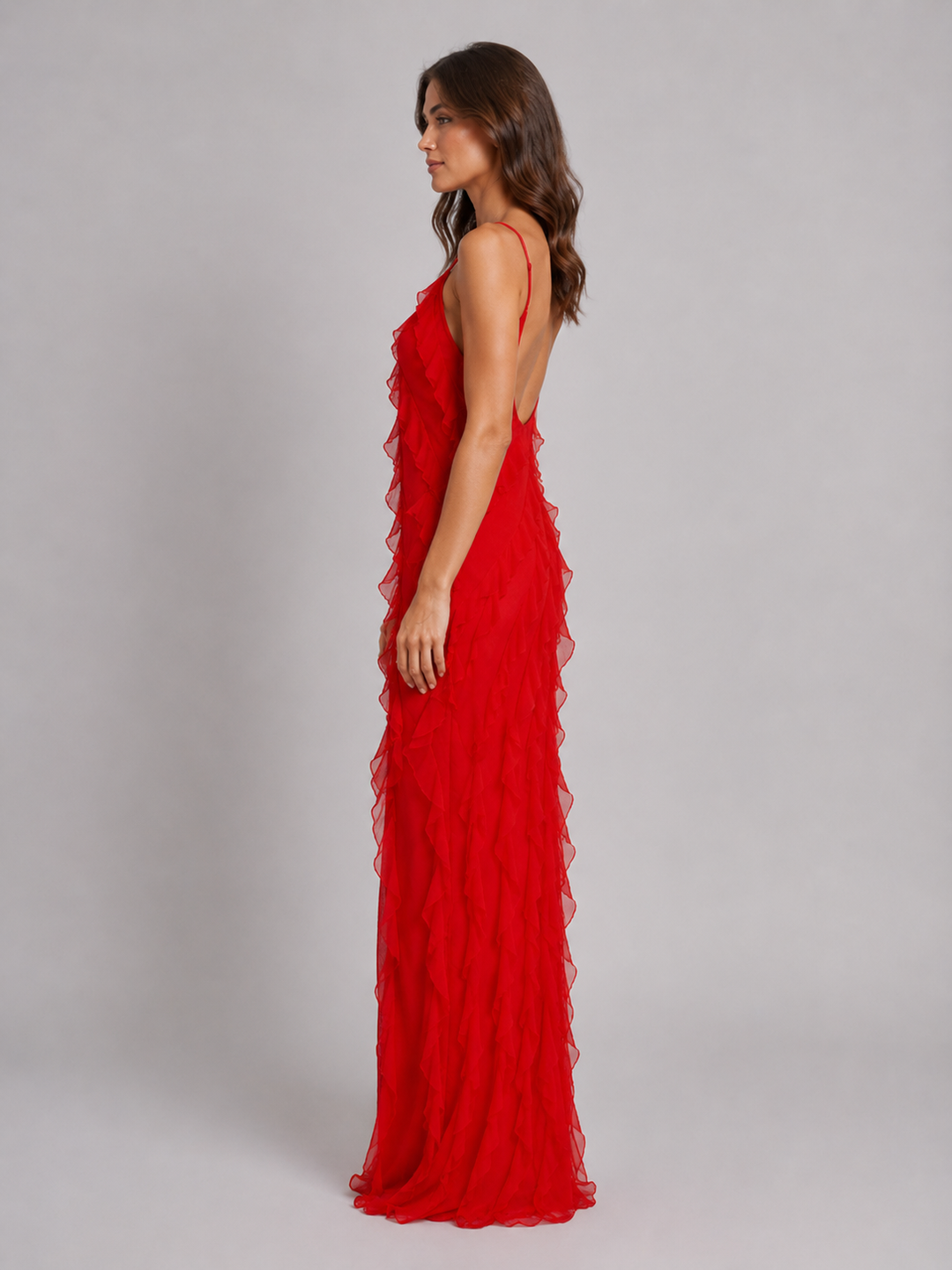 Women's Ruffle Maxi Dress - Flowing Silhouette product image | Invictora.com