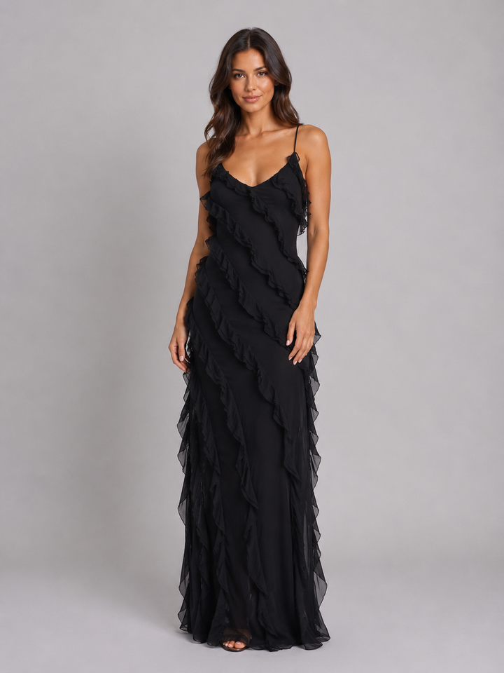 Women's Ruffle Maxi Dress - Flowing Silhouette product image | Invictora.com