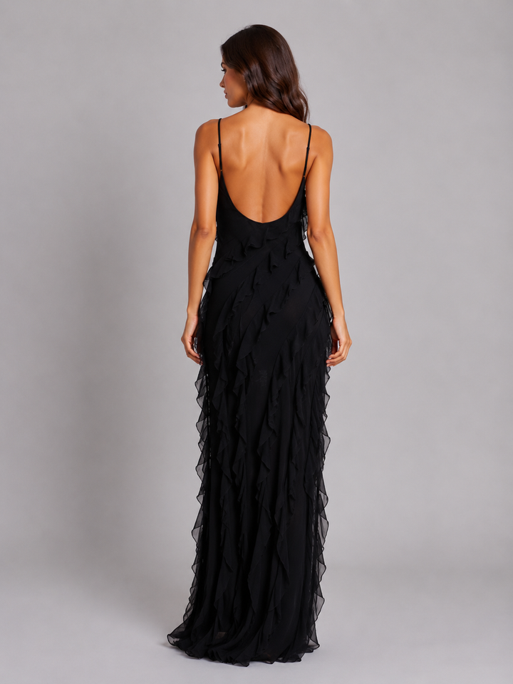 Women's Ruffle Maxi Dress - Flowing Silhouette product image | Invictora.com