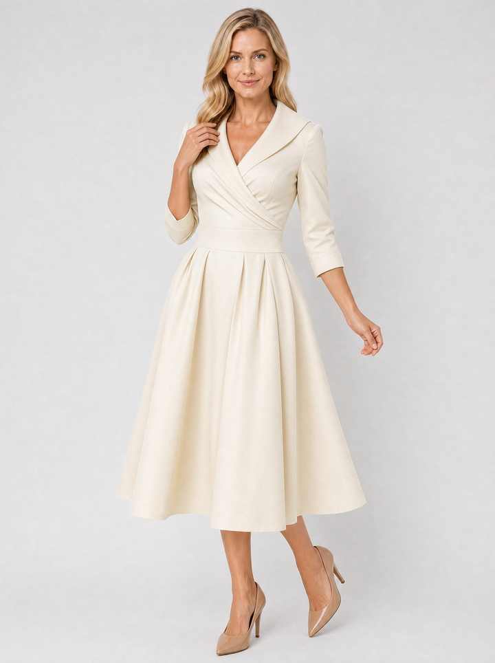 Women's Satin Feel Midi Dress - Elegant Wrap Style product image | Invictora.com