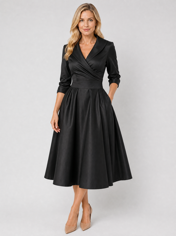 Women's Satin Feel Midi Dress - Elegant Wrap Style product image | Invictora.com