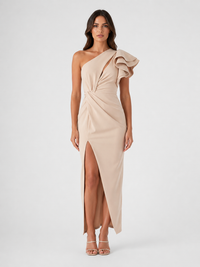 Women's Sculpting One-Shoulder Midi Dress – Ruffle Detail