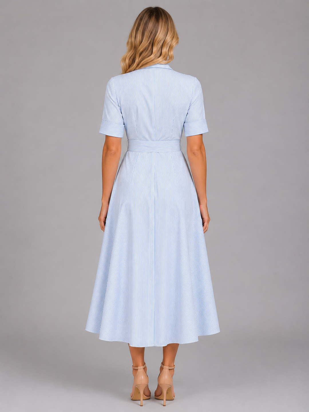 Women's Striped Shirt Maxi Dress - Tie Waist Summer Style product image | Invictora.com