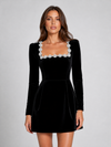 Women's Velvet Crystal Neckline Mini Dress – Elegant Evening Silhouette | Invictora.com