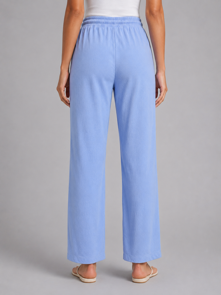Women's Relaxed Drawstring Trousers – Wide Leg Casual Fit in Blue | Invictora.com