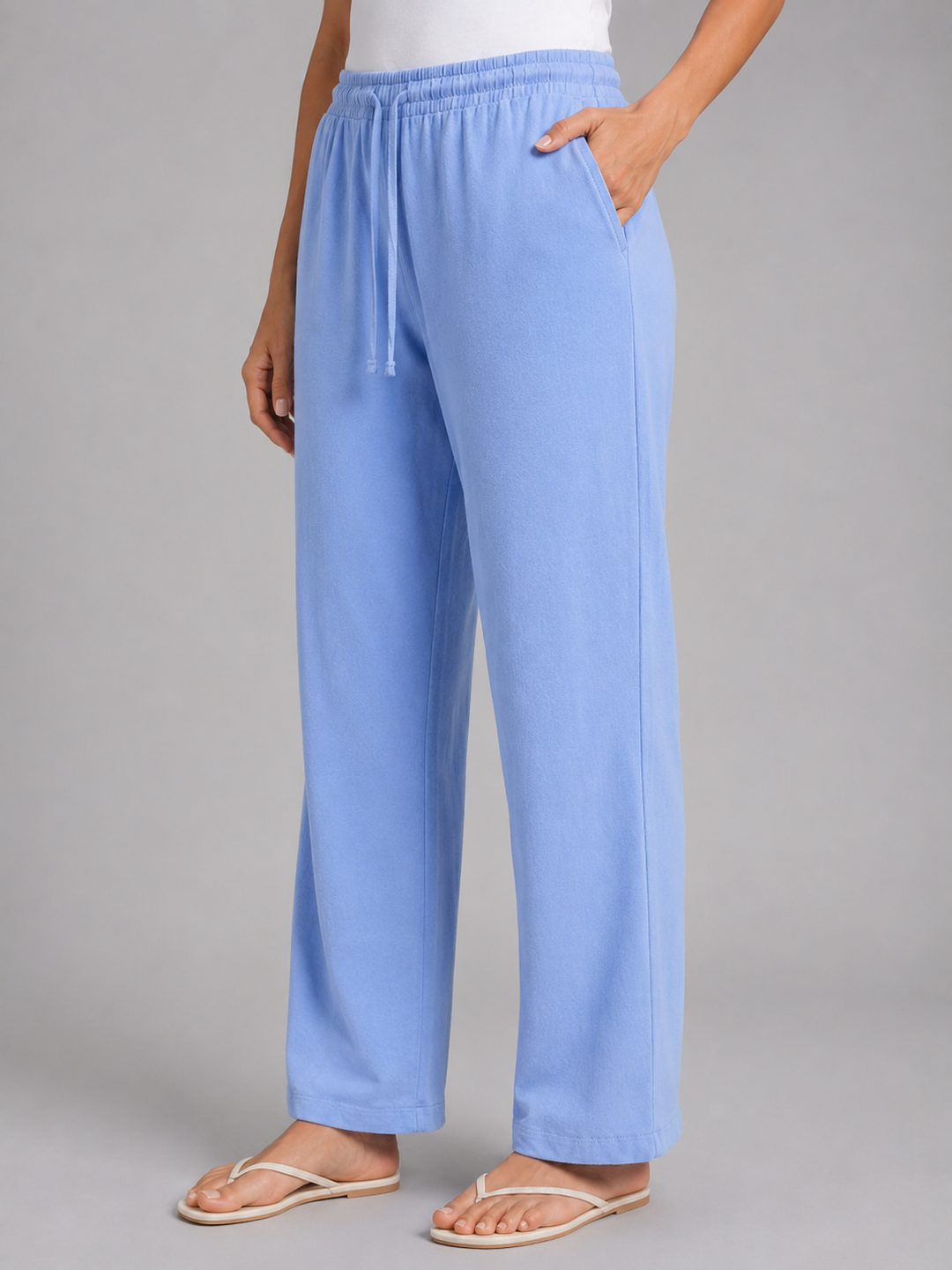 Women's Relaxed Drawstring Trousers – Wide Leg Casual Fit in Blue | Invictora.com