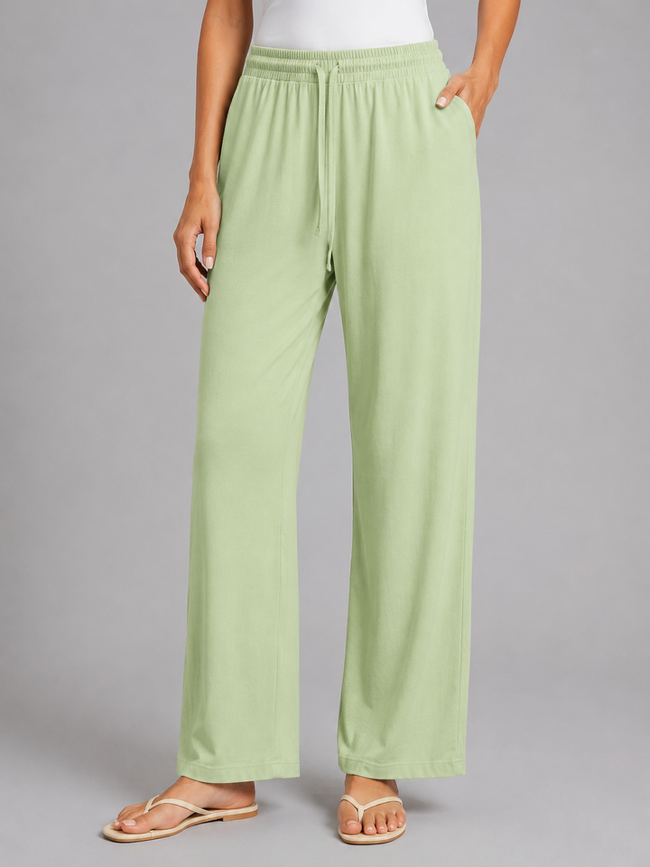 Women's Relaxed Drawstring Trousers – Wide Leg Casual Fit in Blue | Invictora.com