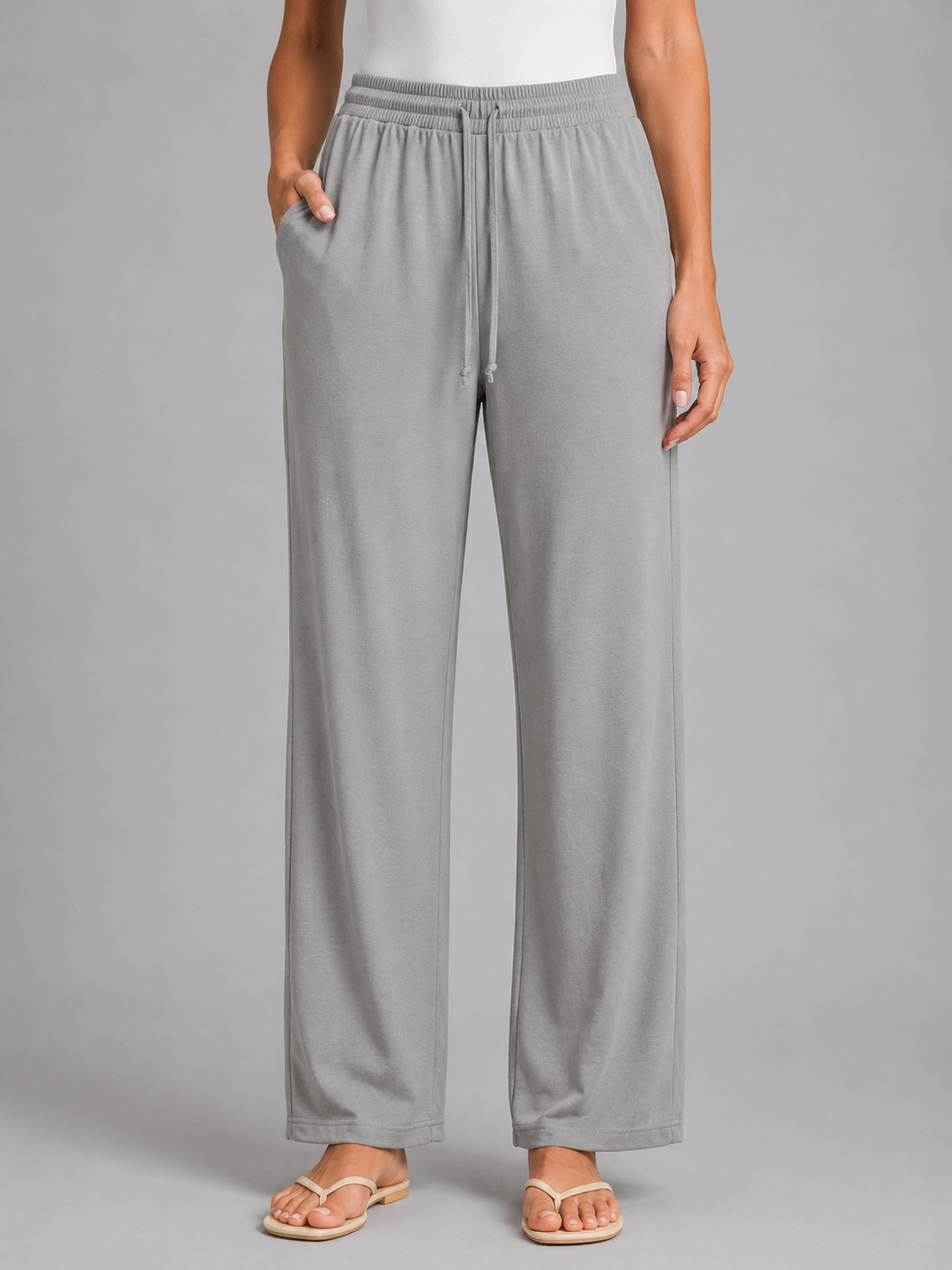 Women's Relaxed Drawstring Trousers – Wide Leg Casual Fit in Green | Invictora.com