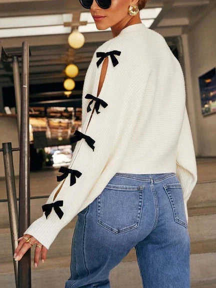 Women's Cardigan – Knit Bow Sleeve Detail